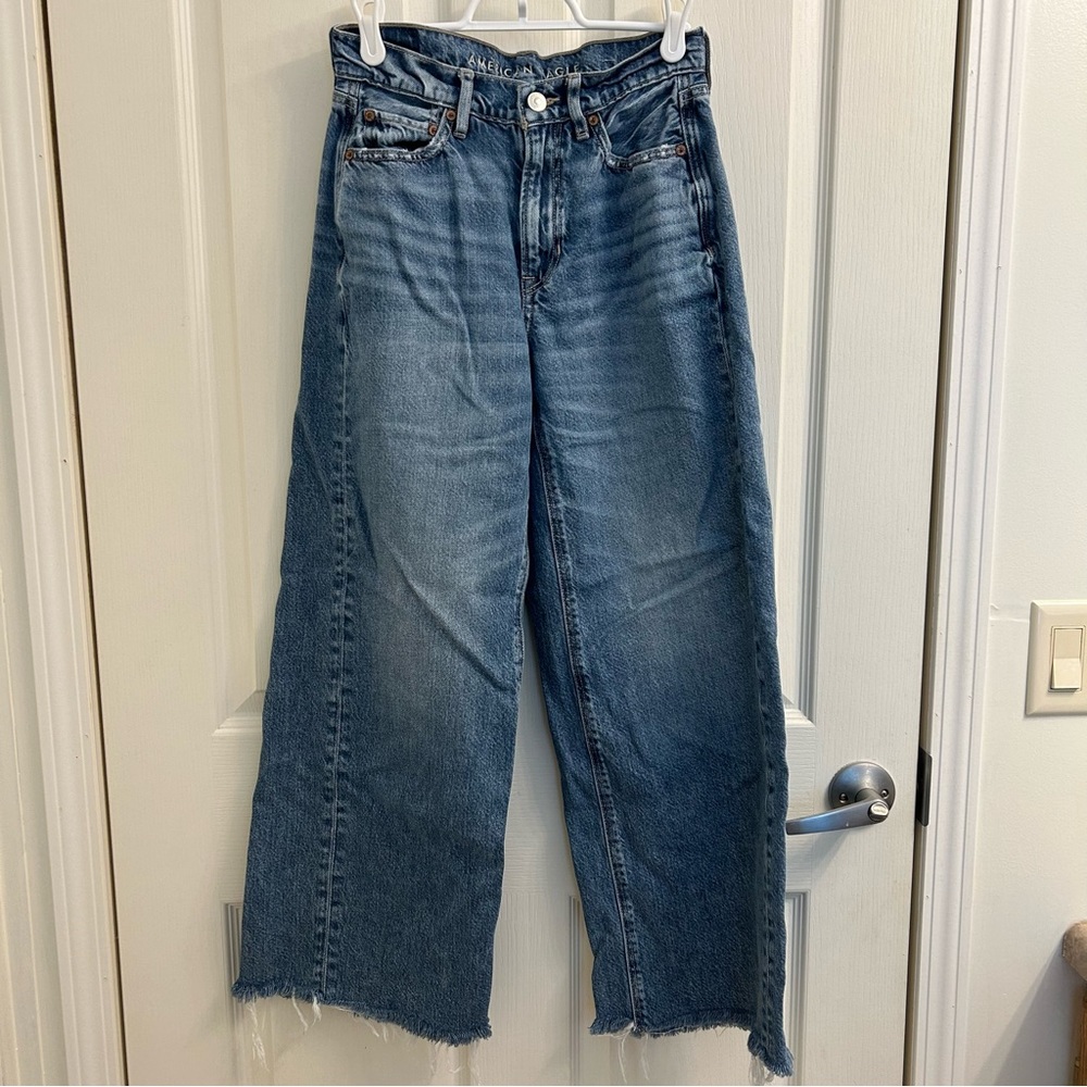 AE Dream Drape Super High-Waisted Baggy Wide-Leg Jean (Cut off bottom)
